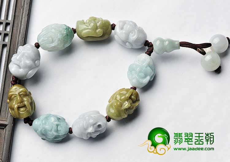 (超值推荐)细糯种/糯冰种三彩罗汉头手链