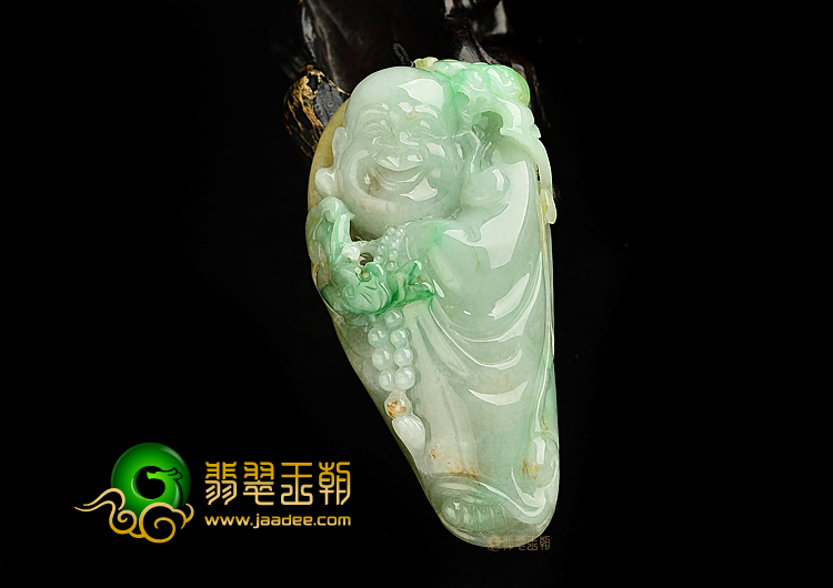 糯冰种淡黄加绿纳福挂件