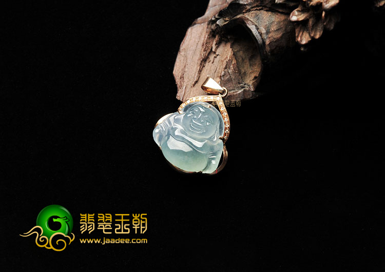 (超值推荐)冰种晴水镶玫瑰金玉佛胸坠(真钻)