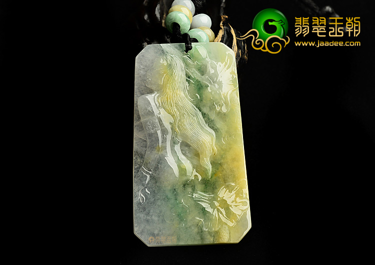 冰种三彩荷仙挂件