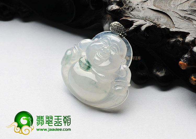 冰种飘花玉佛挂件