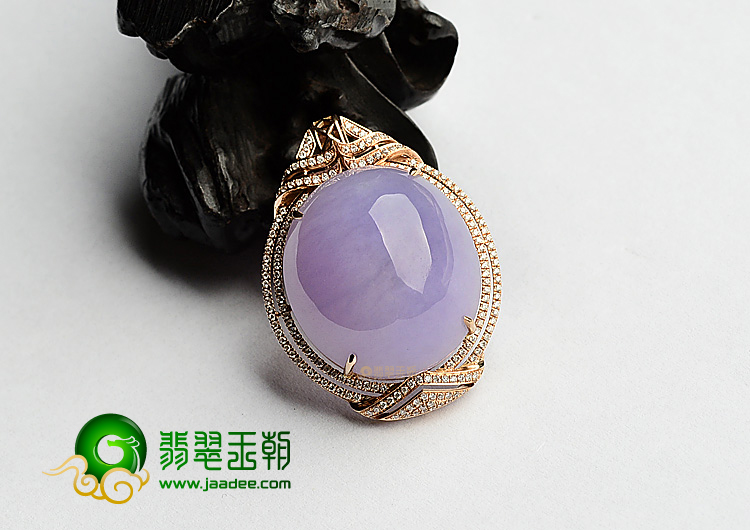 糯冰种紫罗兰镶玫瑰金胸坠(真钻)