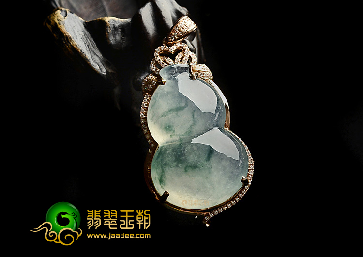 冰玻种飘花镶玫瑰金葫芦胸坠(真钻)