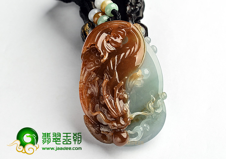 冰种褐红翡晴水龙头鱼挂件