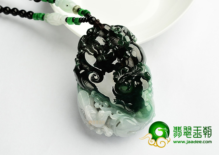 糯冰种蓝水花开富贵挂件