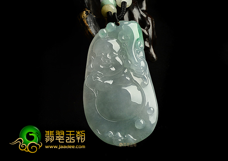 冰种三彩玉佛挂件