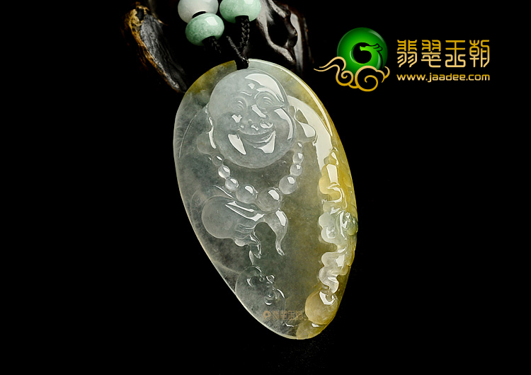 冰种黄翡飘花纳福挂件