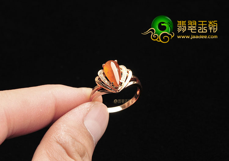 (超值推荐)冰种褐红翡镶玫瑰金戒指(真钻)
