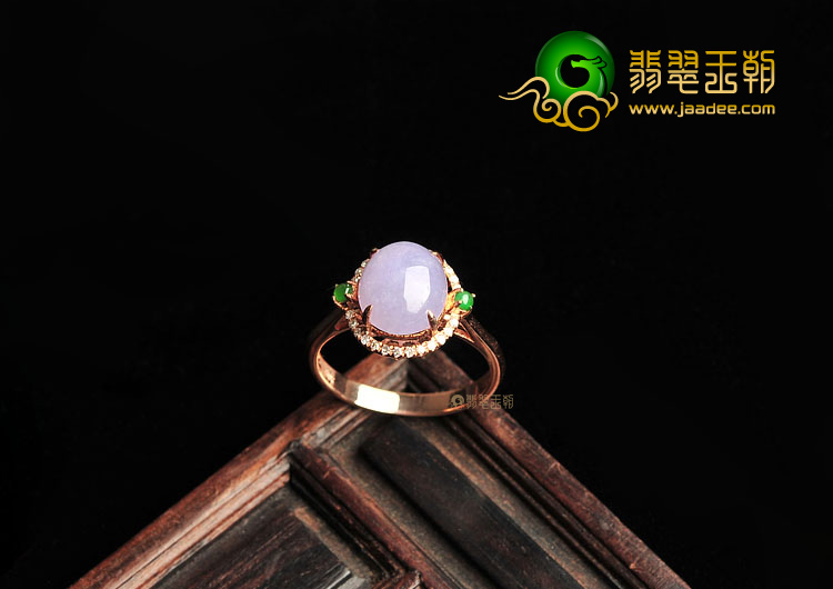 (超值推荐)糯冰种紫罗兰镶玫瑰金戒指(真钻)