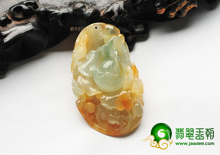 (超值推荐)冰种黄翡飘花花开富贵挂件