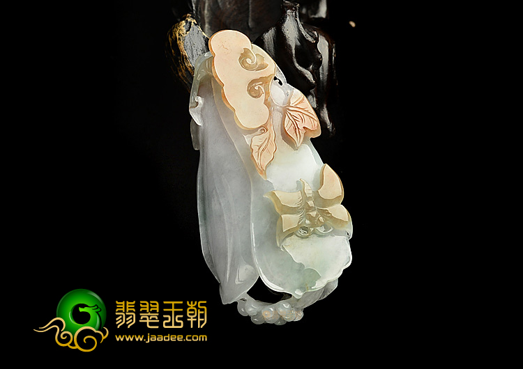 糯冰种红黄翡玉兰花挂件