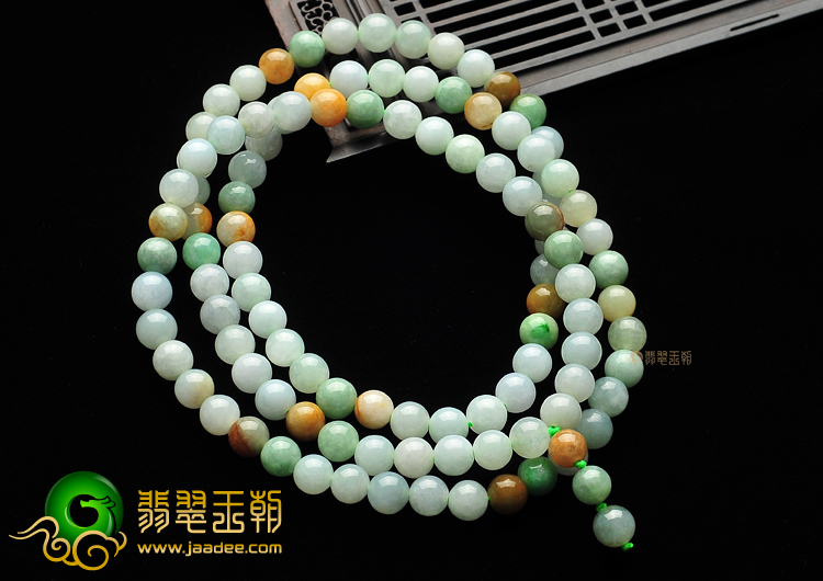 糯冰种三彩佛珠