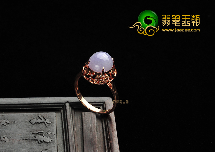 (超值推荐)糯冰种紫罗兰镶玫瑰金戒指(真钻)