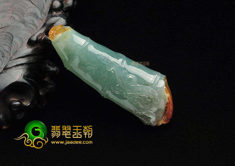 冰种晴水带褐黄翡节节高挂件