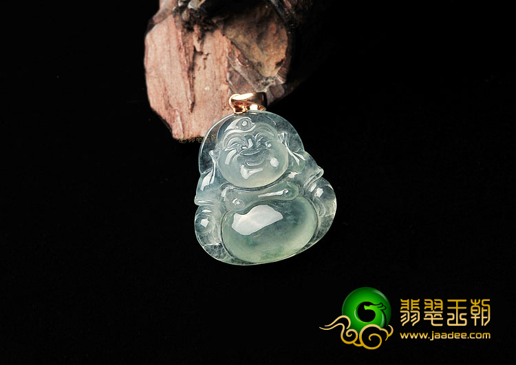 冰种晴水略飘花玉佛挂件