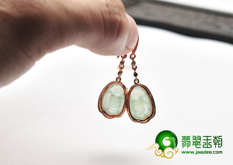 冰种晴水镶玫瑰金小蜜蜂耳坠(真钻)