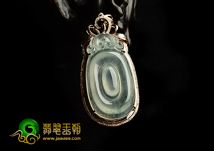 冰种略飘花镶玫瑰金福在眼前胸坠(真钻)