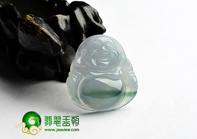 冰种飘花玉佛挂件