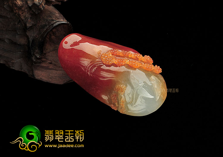 冰种红黄翡双喜临门挂件