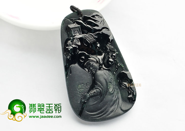 (超值推荐)冰种墨翠林冲夜奔挂件