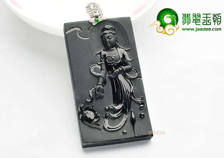 (超值推荐)冰玻种墨翠观音挂件