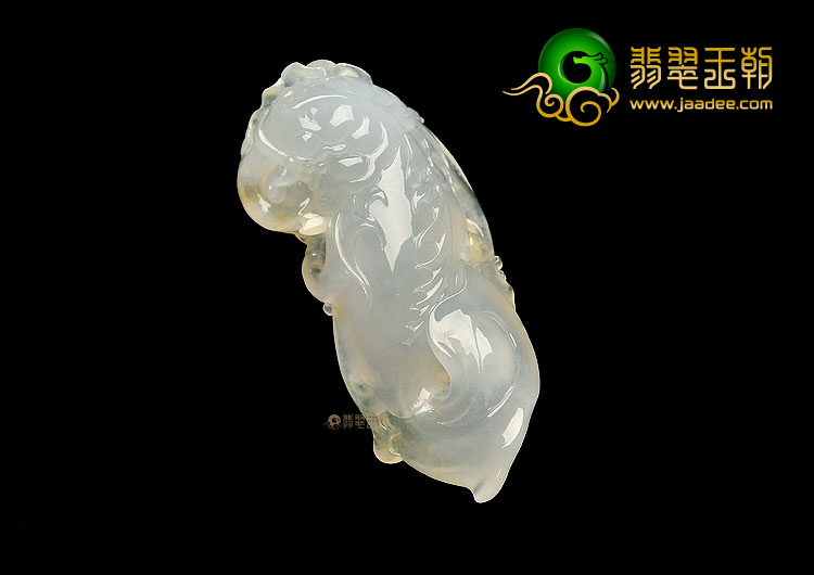 冰种淡黄翡龙头鱼挂件