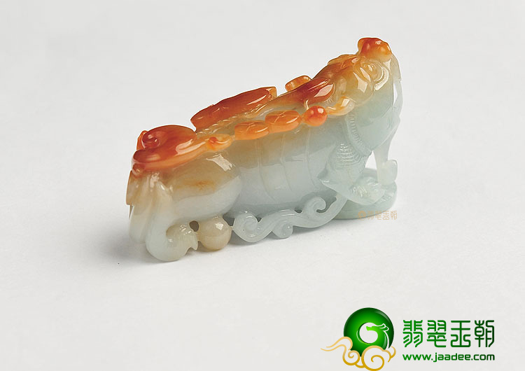 糯冰种晴水红黄翡貔貅如意挂件