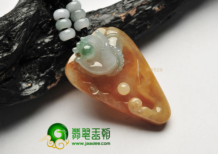 冰种黄翡飘花佛手挂件