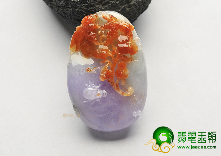 糯冰种三彩比翼双飞挂件