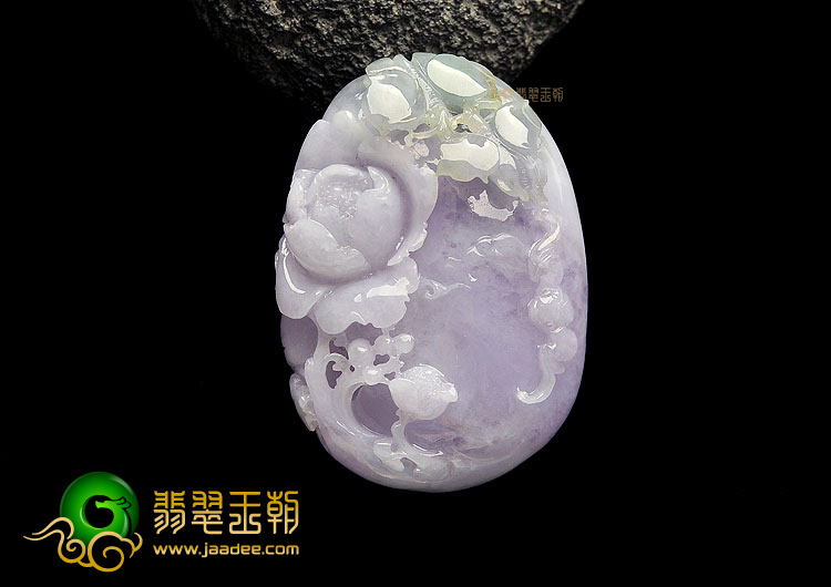 糯冰种紫罗兰飘花蝶恋花挂件