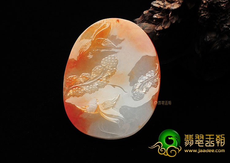 (超值推荐)冰种淡黄翡比翼双飞挂件