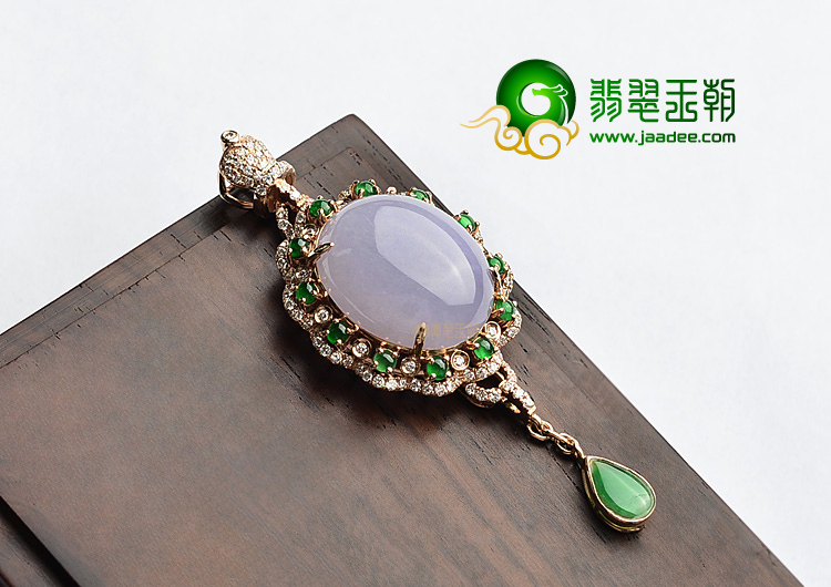 糯冰种紫罗兰镶玫瑰金胸坠(真钻)