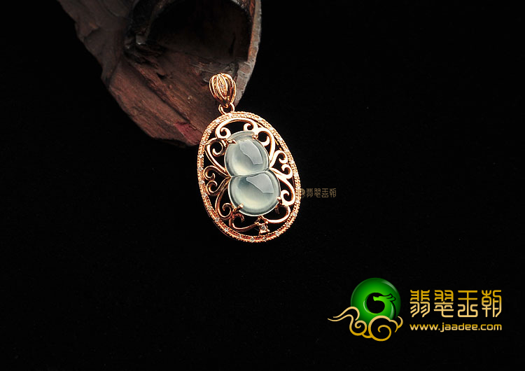 (超值推荐)冰种晴水镶玫瑰金葫芦胸坠(真钻)