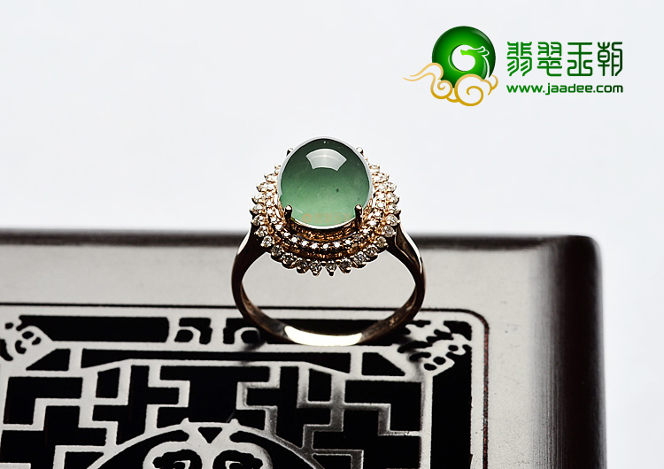 冰种晴水镶玫瑰金戒指(真钻)