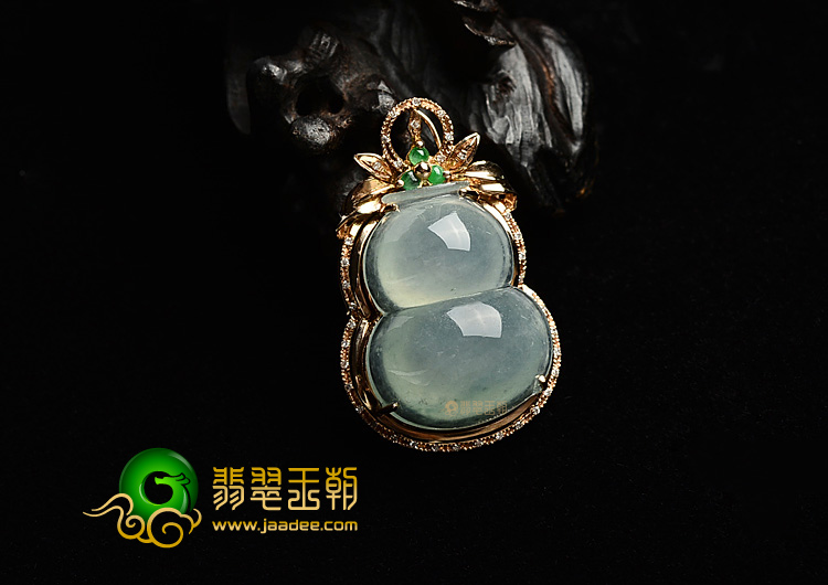 (超值推荐)冰种晴水镶玫瑰金葫芦胸坠(真钻)