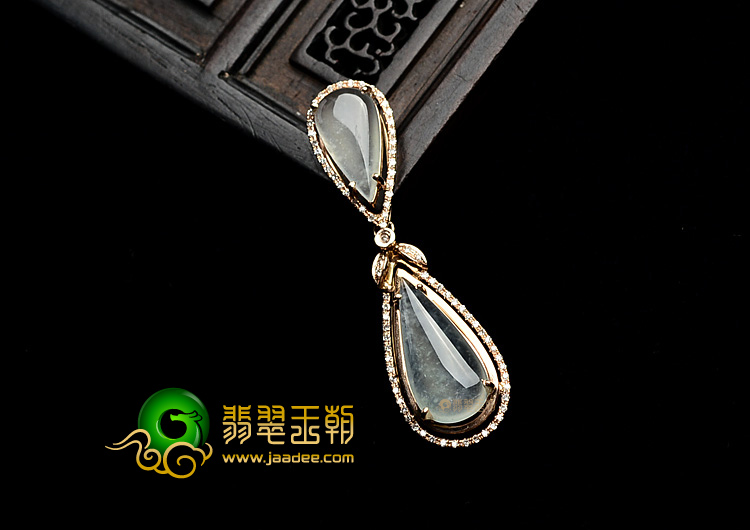 (超值推荐)玻璃种镶玫瑰金水滴胸坠(真钻)