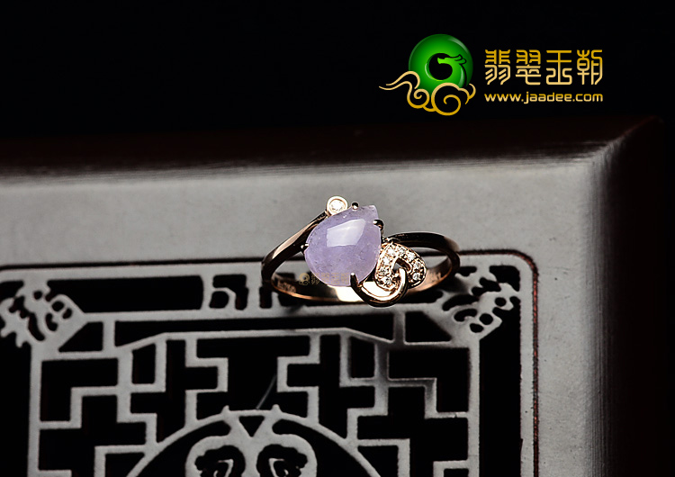糯冰种紫罗兰镶玫瑰金戒指(真钻)