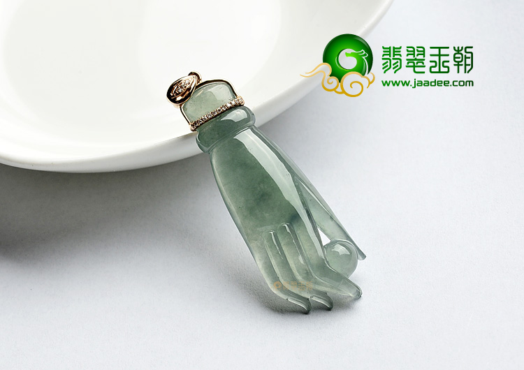 冰种晴水镶玫瑰金佛手胸坠(真钻)