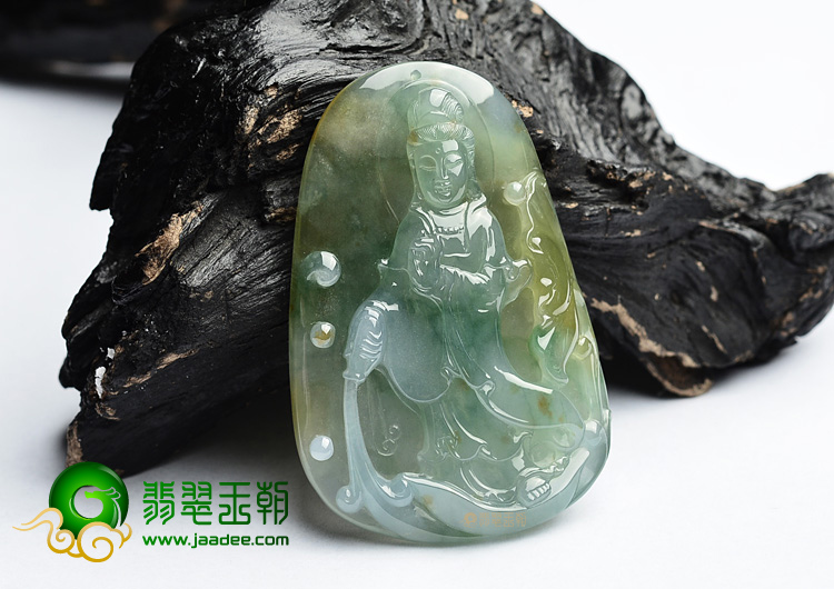 (超值推荐)冰种黄翡飘花观音挂件