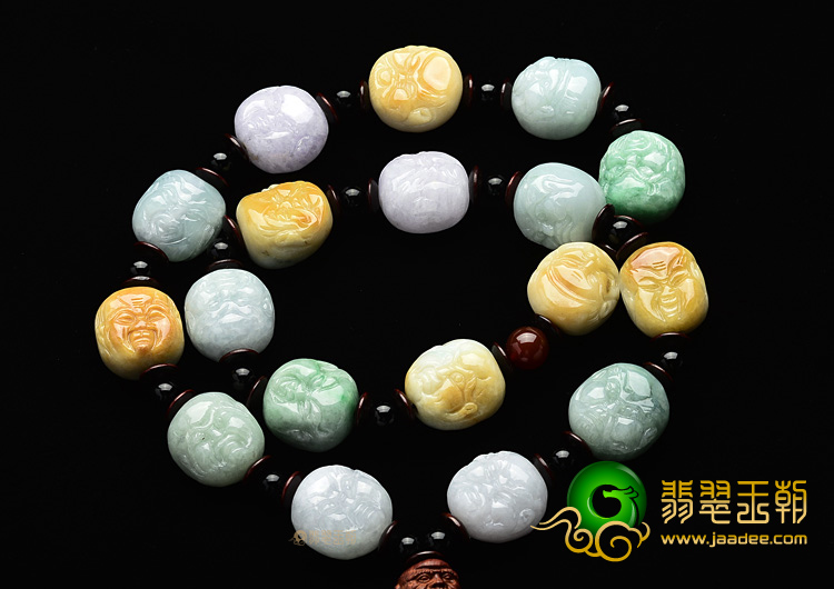 (超值推荐)糯冰种三彩罗汉头手玩链