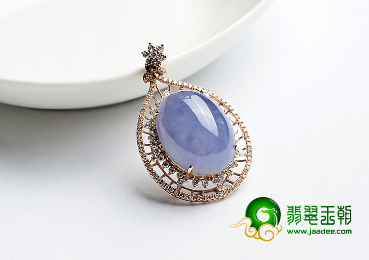(超值推荐)糯冰种紫罗兰镶玫瑰金胸坠(真钻)