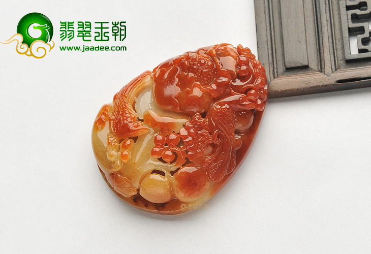 糯冰种红翡花开富贵挂件