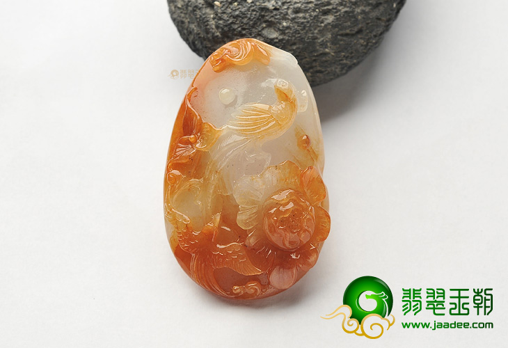 糯冰种红黄翡飘花锦上添花挂件