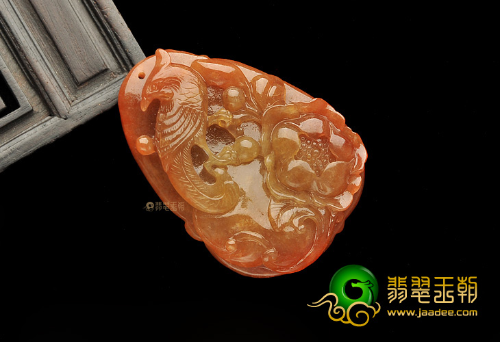 糯冰种红黄翡花开富贵挂件