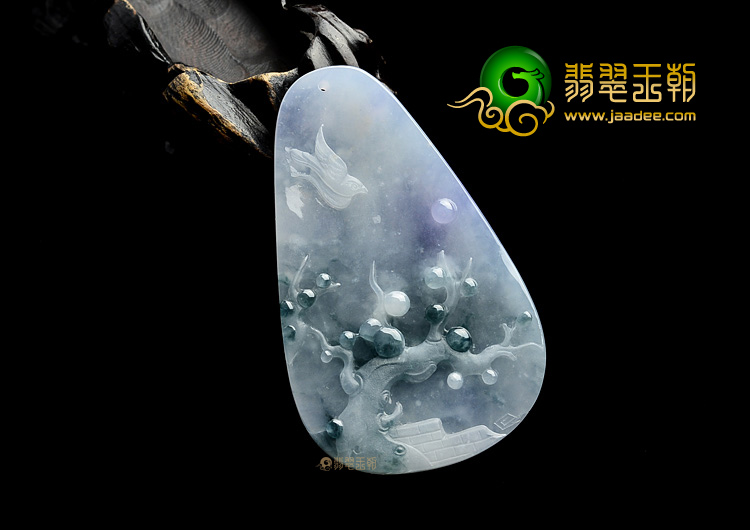 (超值推荐)冰种飘花带紫罗兰喜上眉梢挂件