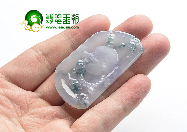(超值推荐)冰种飘花带紫罗兰纳福挂件