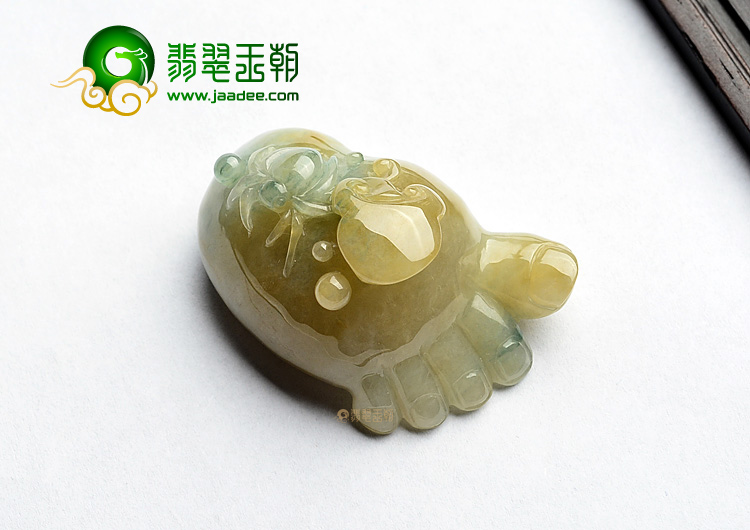 (超值推荐)糯冰种黄翡飘花知足常乐挂件