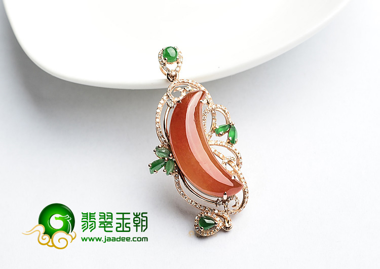 (超值推荐)糯冰种红翡镶玫瑰金胸坠(真钻)