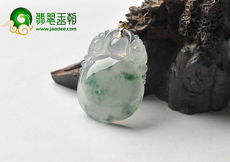(超值推荐)冰种飘花福在眼前挂件(金扣)