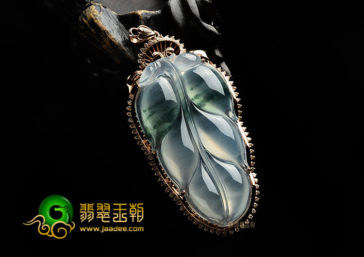 (超值推荐)冰种飘花镶玫瑰金金枝玉叶胸坠(真钻)